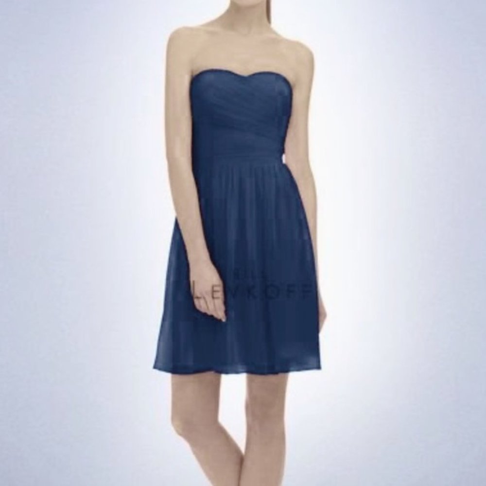 Bill Levkoff Navy Blue Sweetheart Strapless Dress